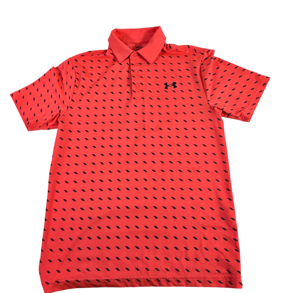 Under Armour Men Playoff Polo Shirt Coral Blue‎ Diamond Print Golf Athletic SM